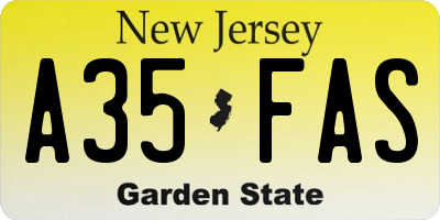 NJ license plate A35FAS