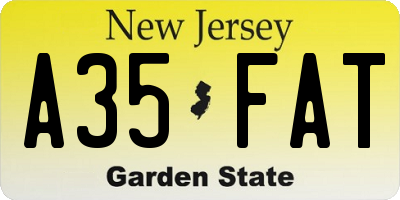 NJ license plate A35FAT