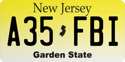 NJ license plate A35FBI