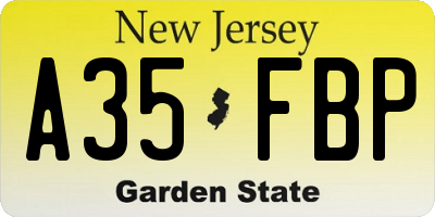 NJ license plate A35FBP