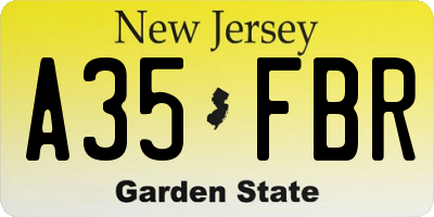 NJ license plate A35FBR