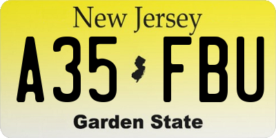 NJ license plate A35FBU