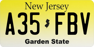NJ license plate A35FBV