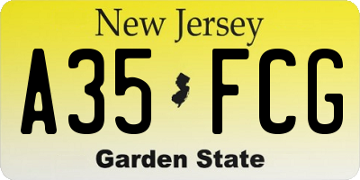 NJ license plate A35FCG
