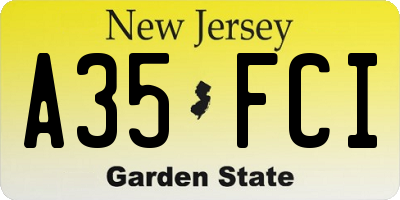 NJ license plate A35FCI