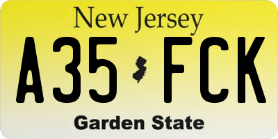 NJ license plate A35FCK