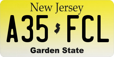 NJ license plate A35FCL