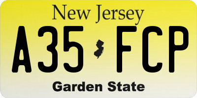 NJ license plate A35FCP