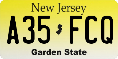 NJ license plate A35FCQ