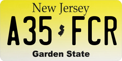 NJ license plate A35FCR