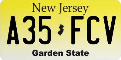 NJ license plate A35FCV