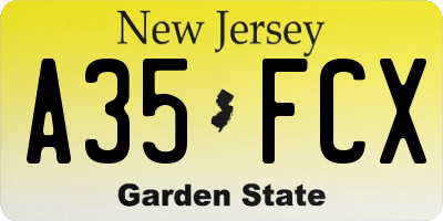 NJ license plate A35FCX