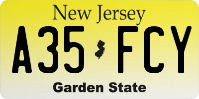 NJ license plate A35FCY