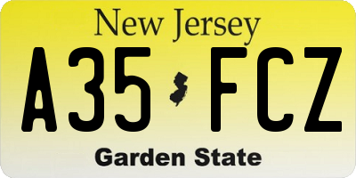 NJ license plate A35FCZ