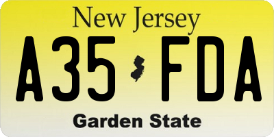 NJ license plate A35FDA