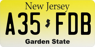 NJ license plate A35FDB