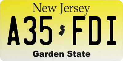 NJ license plate A35FDI