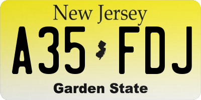 NJ license plate A35FDJ