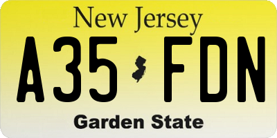 NJ license plate A35FDN