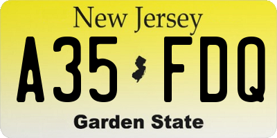 NJ license plate A35FDQ