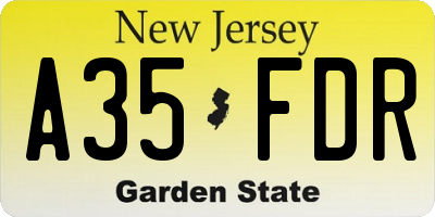 NJ license plate A35FDR