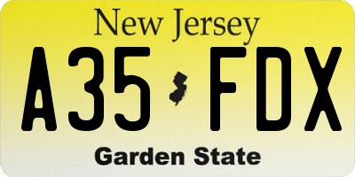 NJ license plate A35FDX