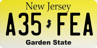 NJ license plate A35FEA