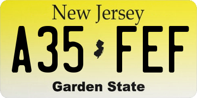 NJ license plate A35FEF
