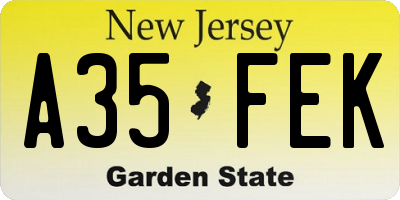 NJ license plate A35FEK