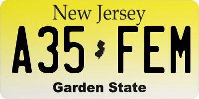 NJ license plate A35FEM