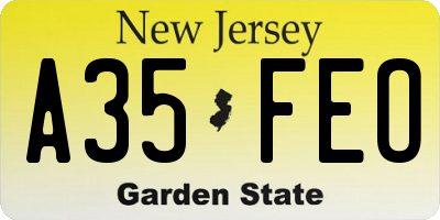 NJ license plate A35FEO