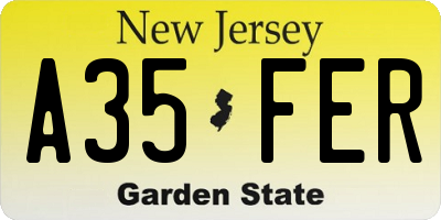 NJ license plate A35FER