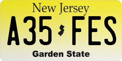 NJ license plate A35FES