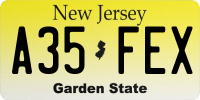 NJ license plate A35FEX