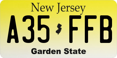 NJ license plate A35FFB