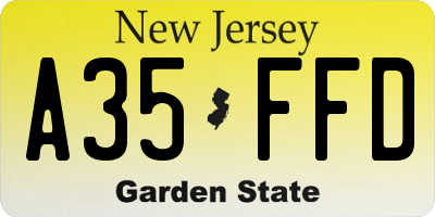 NJ license plate A35FFD