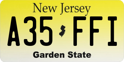 NJ license plate A35FFI