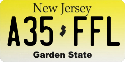 NJ license plate A35FFL