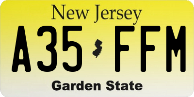 NJ license plate A35FFM