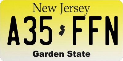 NJ license plate A35FFN