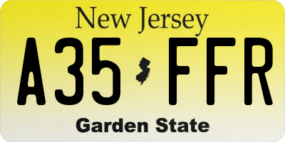 NJ license plate A35FFR