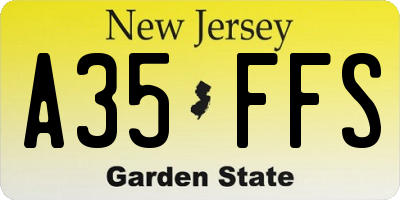 NJ license plate A35FFS