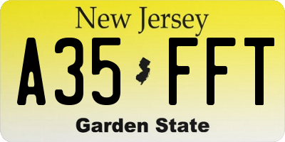 NJ license plate A35FFT