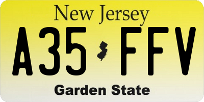 NJ license plate A35FFV