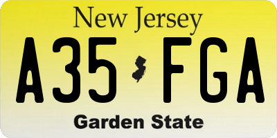 NJ license plate A35FGA