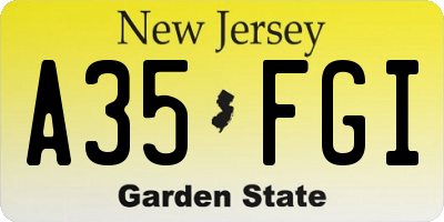 NJ license plate A35FGI
