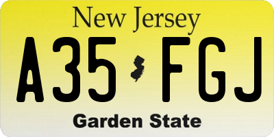 NJ license plate A35FGJ