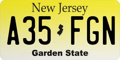 NJ license plate A35FGN