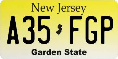 NJ license plate A35FGP