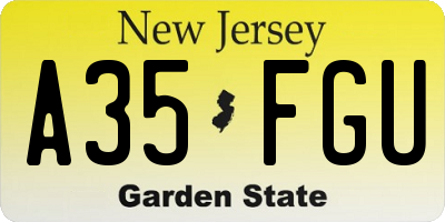 NJ license plate A35FGU